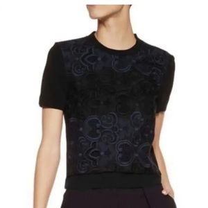 A.L.C. Top Embroidered Guipure Lace Silk Zip Back Blouse